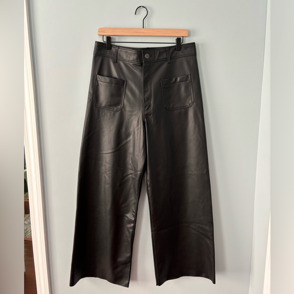 Zara wide leg faux leather pants size 12